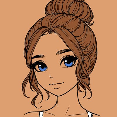 realistic pretty girl with hair in bun