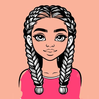 realistic girl with braids