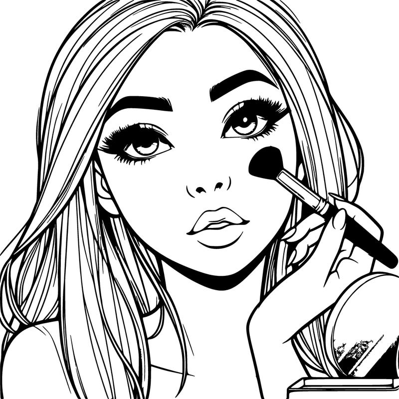 realistic girl doing her makeup