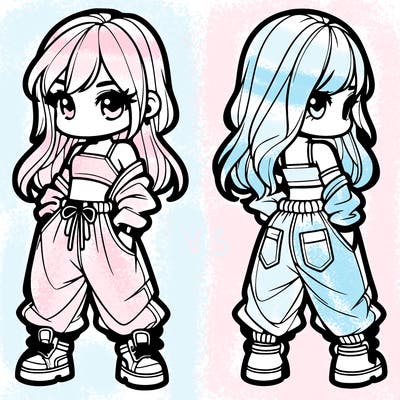 girl in crop top and baggy pants