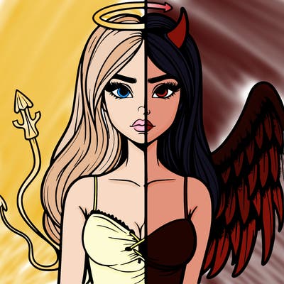 devil vs angel realistic girl