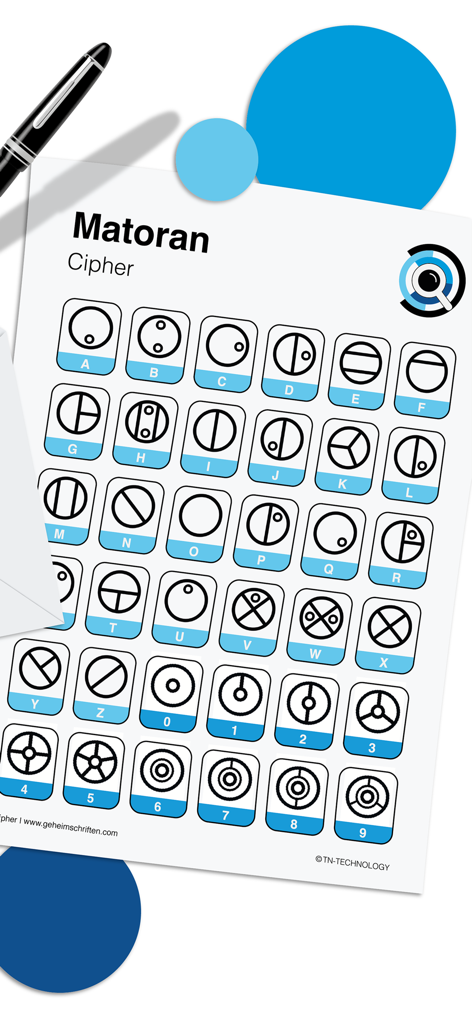 Cipher - A printable Matoran cipher translation table worksheet showing alphabet and number symbols for decoding secret messages.