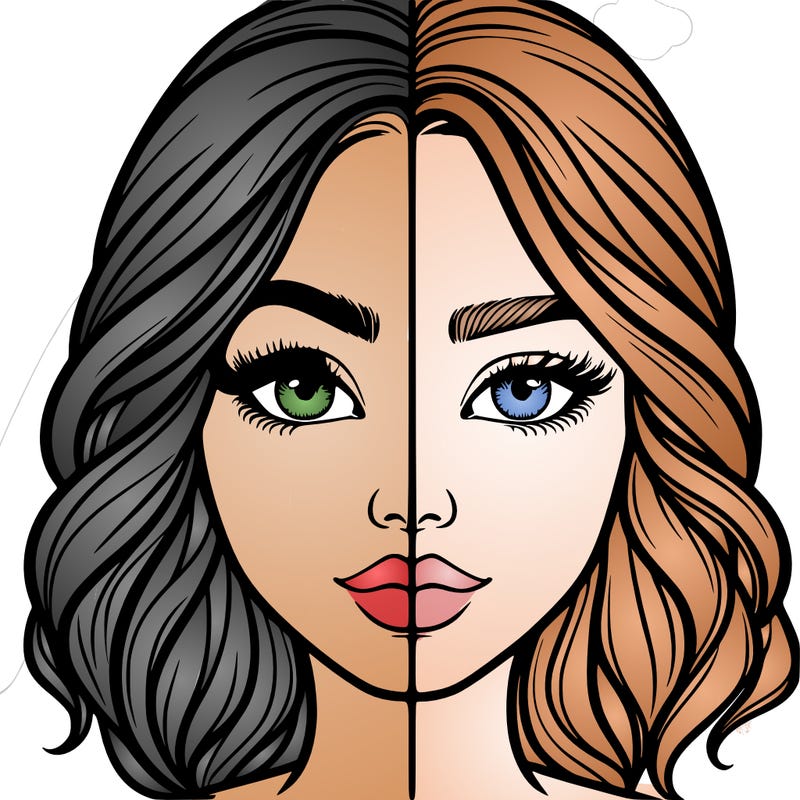 realistic girl split half