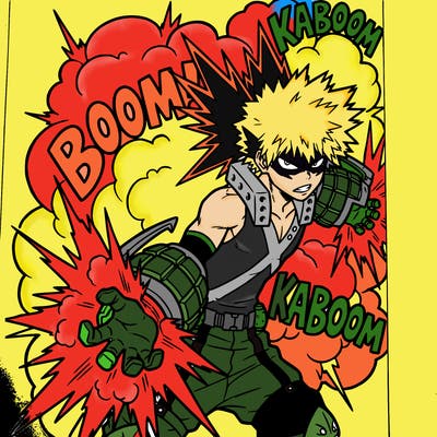 spikey hair from mha and power is explosives