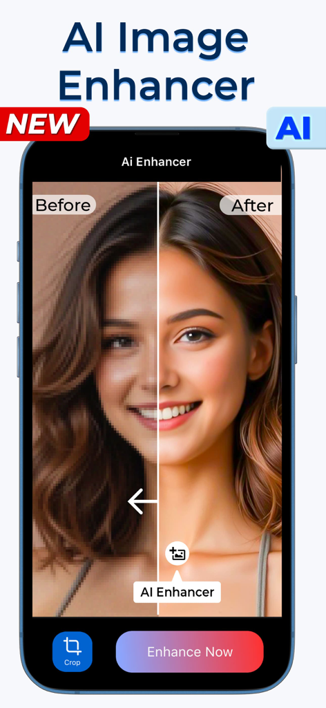 Hair Color Changer-Makeup Tool - Before and after comparison of AI photo enhancement on a woman portrait