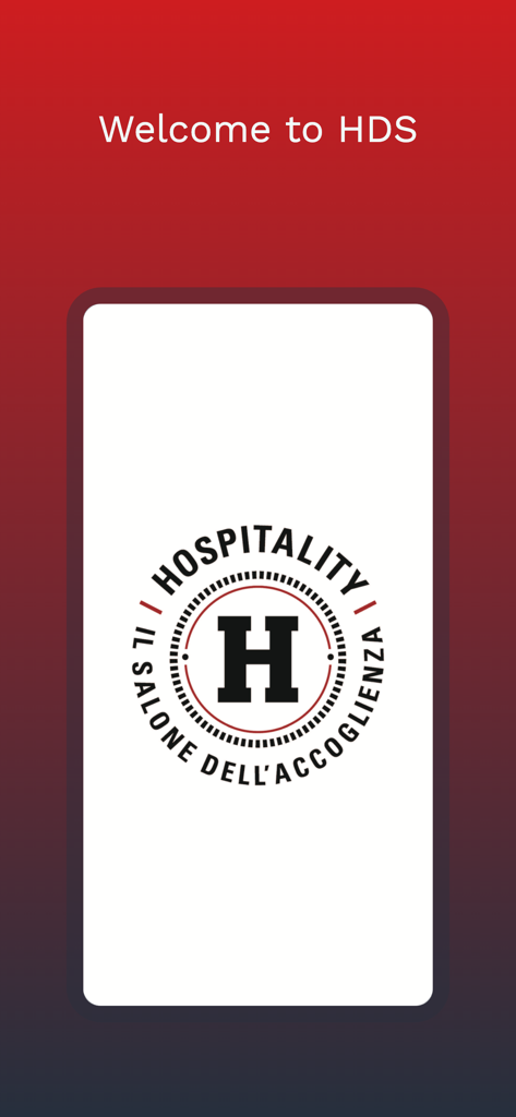 Hospitality Digital Space - ホスピタリティ・デジタル・スペースアプリのウェルカムスクリーン、公式ロゴを特徴としています
