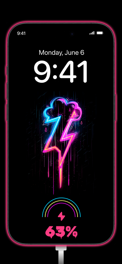 Charging Animation for Battery - Neon lightning bolt battery charging animation for iPhone