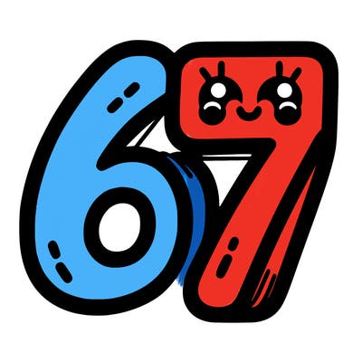 the numbers 67