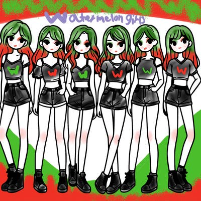 a group of girls wearing crop tops and shorts