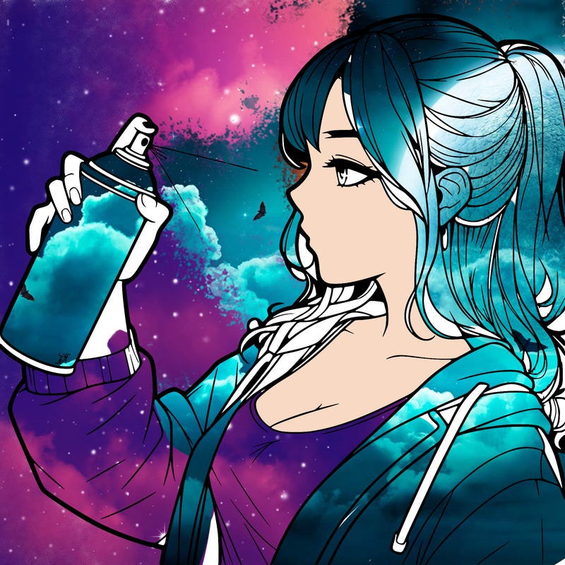 a realistic girl spray, painting