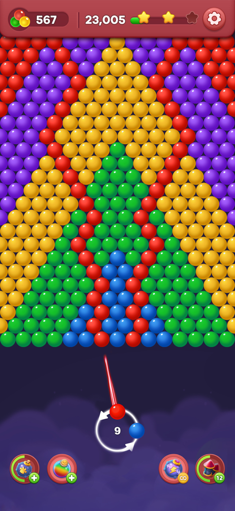 Bubble Pop！Bubble Shooter Game - 화려한 버블과 조준 캐논을 보여주는 Bubble Pop Shooter의 게임 플레이 화면