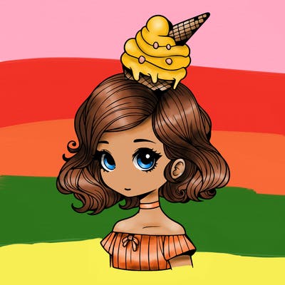 a realistic girl who has ice cream for hairstyle