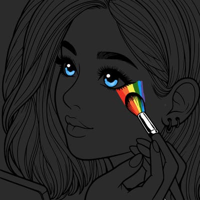 a realistic girl doing her makeup