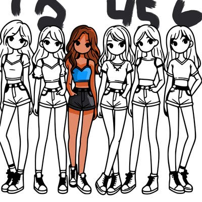 a group of girls wearing crop tops and shorts
