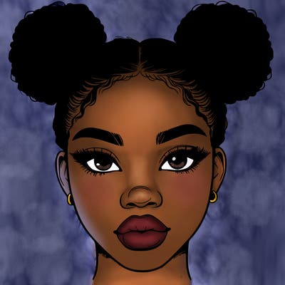 realistic black woman with two buns