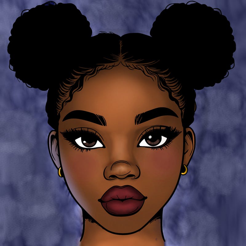 realistic black woman with two buns