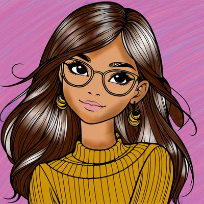 realistic girl with glasses
