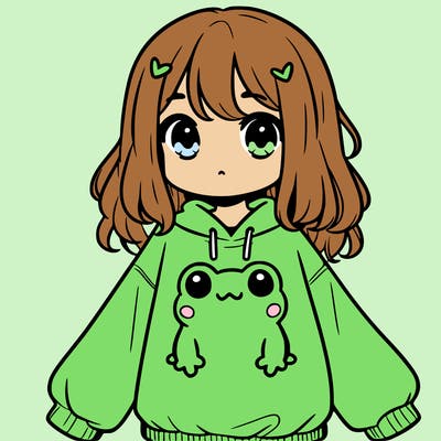 girl wearing frogging sweatshirt