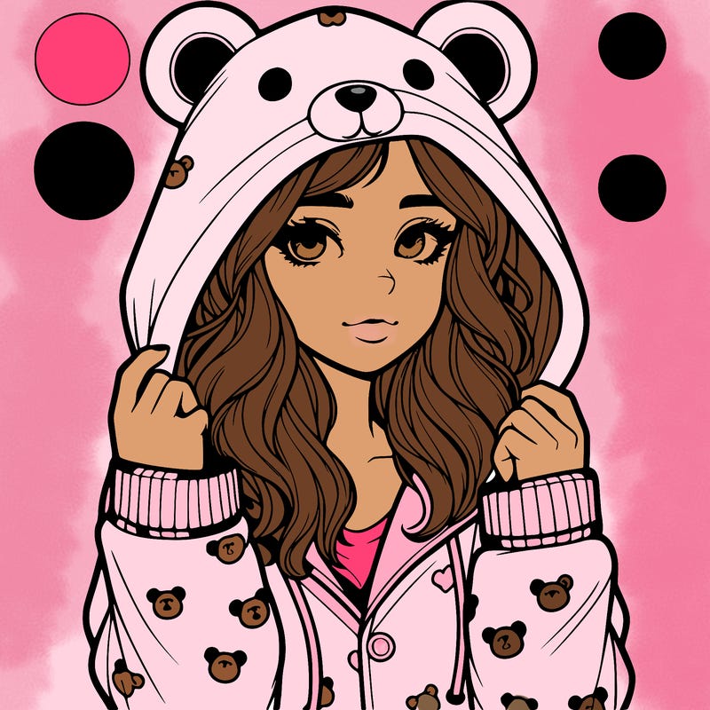 realistic girl in a animal pjs hoodie