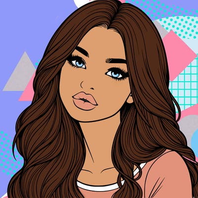realistic girl with hair on her hair and lips