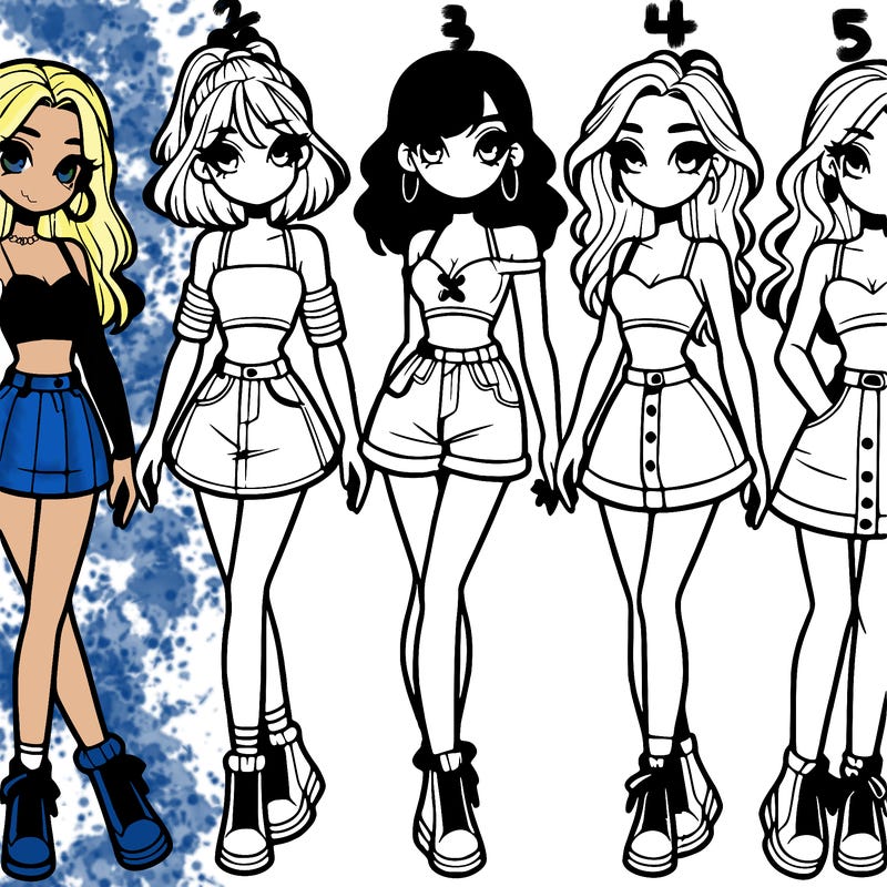 5 girls in crop tops and skirts