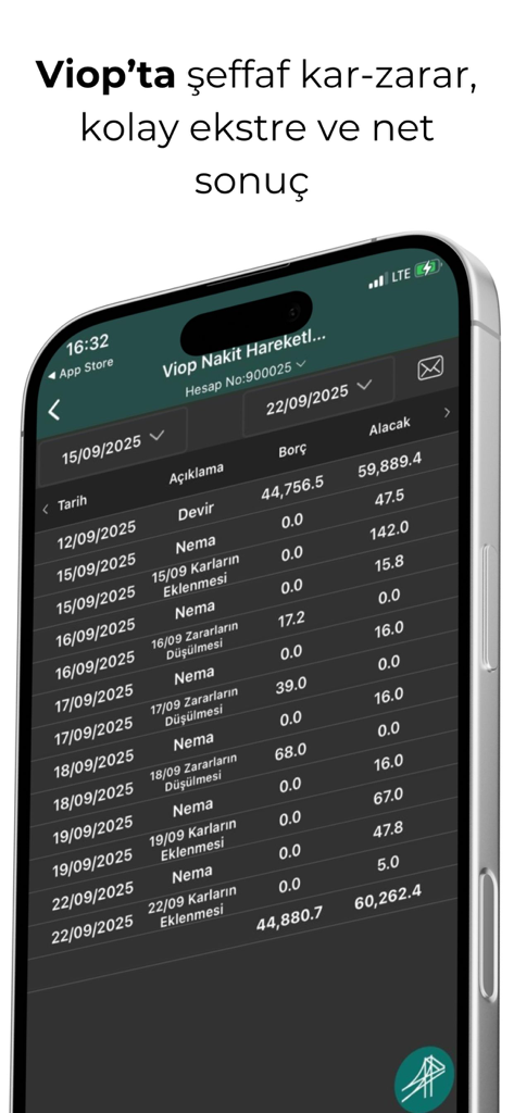 Osmanlı Aktif Trader - Osmanli Aktif Trader app showing VIOP cash movements and transaction details