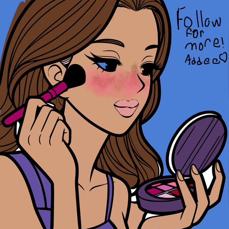 little girl putting on makeup