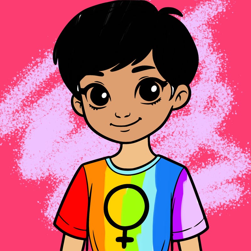 girl with pixie cut and feminist shirt