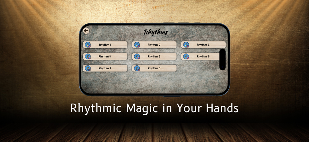 Bongo Drums Master - Bongo Drums Master app rhythm selection interface displaying a list of available drum beats.