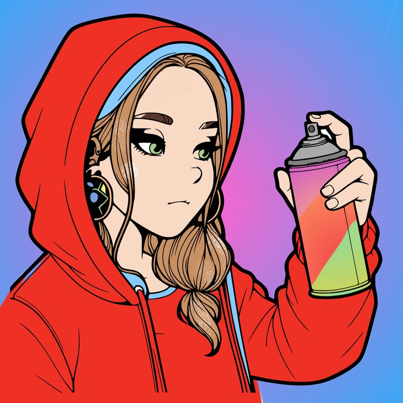 a realistic girl, spray painting