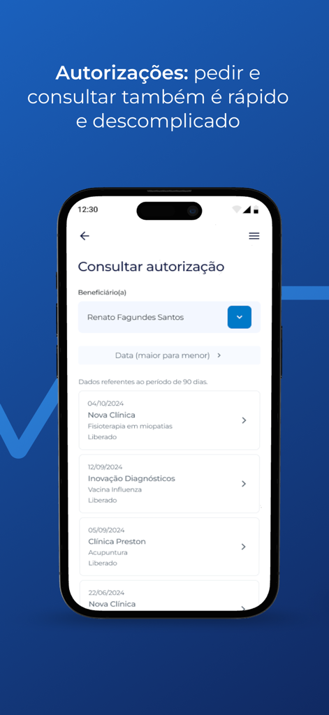 Care Plus - Care Plus mobile app screen showing a list of medical authorization requests and their statuses