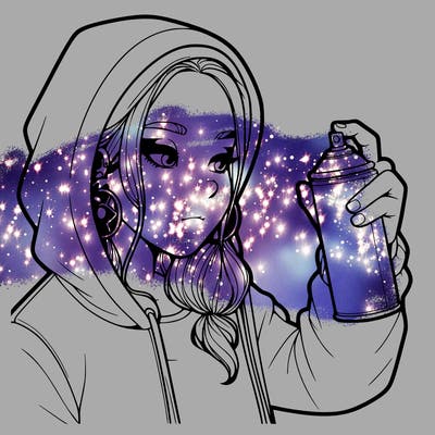 a realistic girl, spray painting