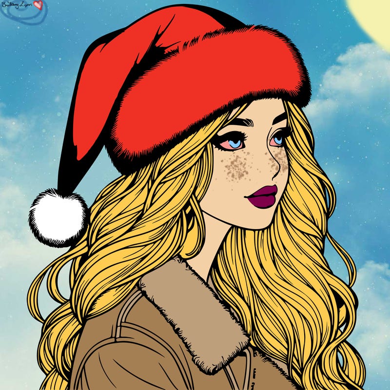 realistic girl in santa hat