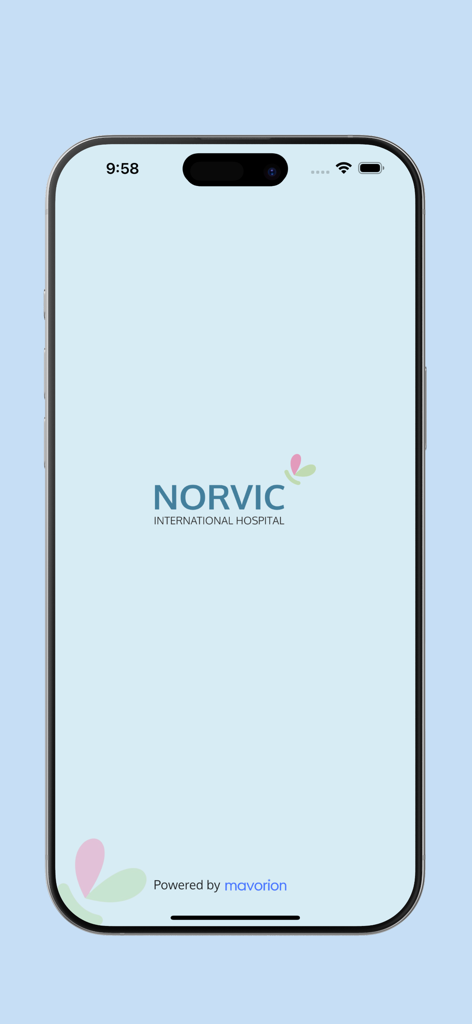 Norvic Care - Splash screen of the Norvic Care app displaying the Norvic International Hospital logo