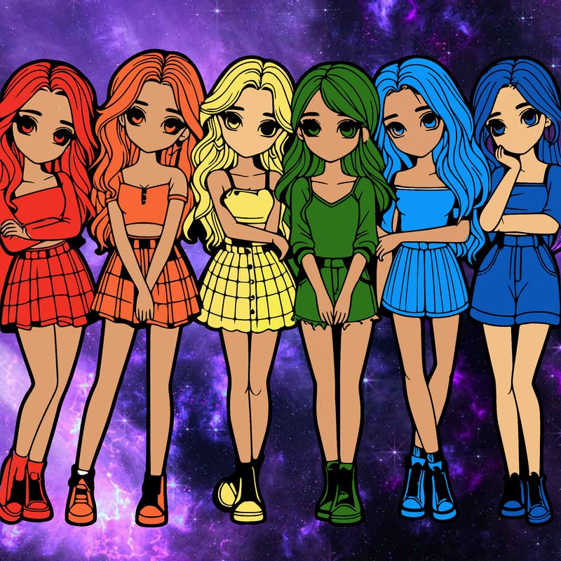 a group of girls realistic