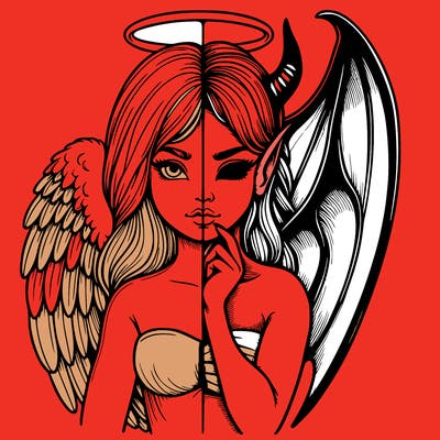 realistic angel half demon