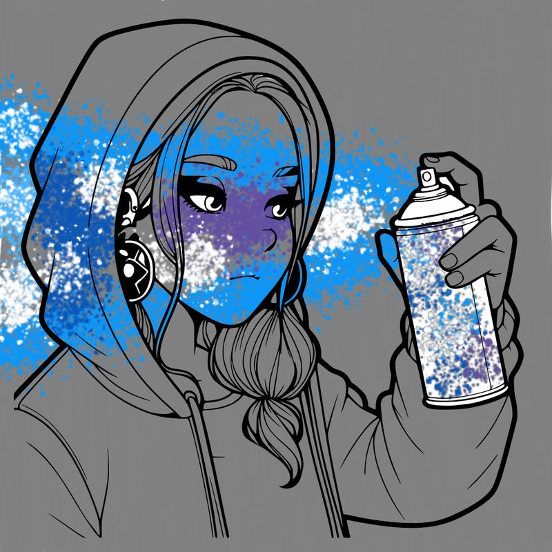 a realistic girl, spray painting