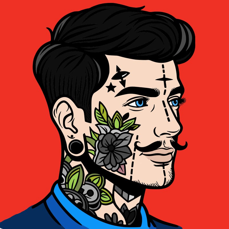 man with face tattoos