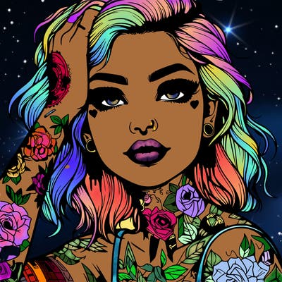 realistic girl with tattoos all over