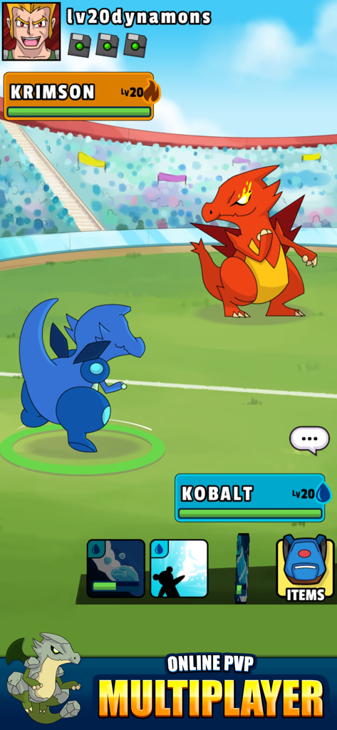 Dynamons World - ダイナモンズ・ワールドにおける2体のモンスターによるオンラインPvPマルチプレイヤーバトル