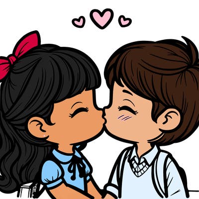 boy and girl kissing