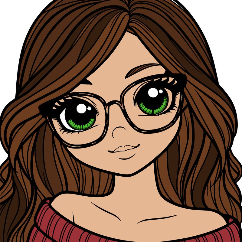 girl with beautiful eyes, hair, and glasses