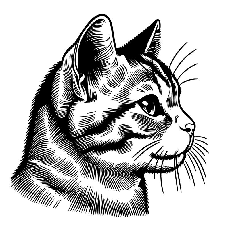 cat face side view realistic
