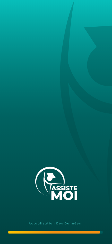 Assiste Moi - Splash screen of the Assiste Moi mobile app with a loading bar and the official logo