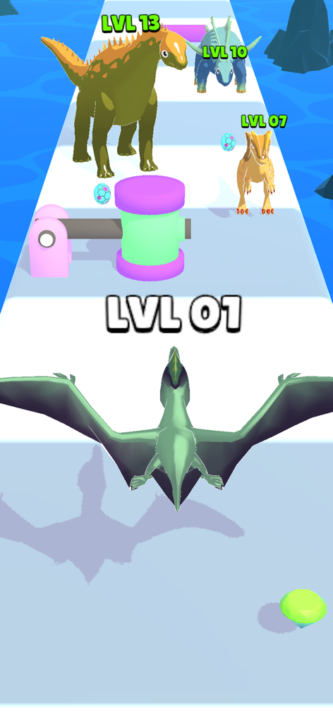 Dino Run: Dinosaur Games - Dino Runモバイルゲームで、前方に他の恐竜がいるパスを飛ぶ翼竜