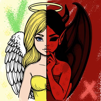 realistic angel half demon