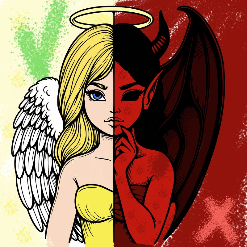 realistic angel half demon