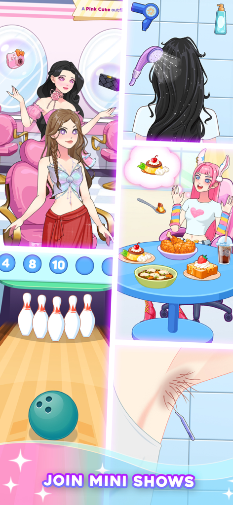 Idol Live: Mini Games Show - A collection of mini games showing fashion styling hair care and leisure activities