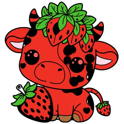 cute strawberry cow