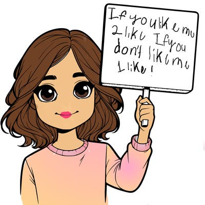 realistic girl holding up a sign